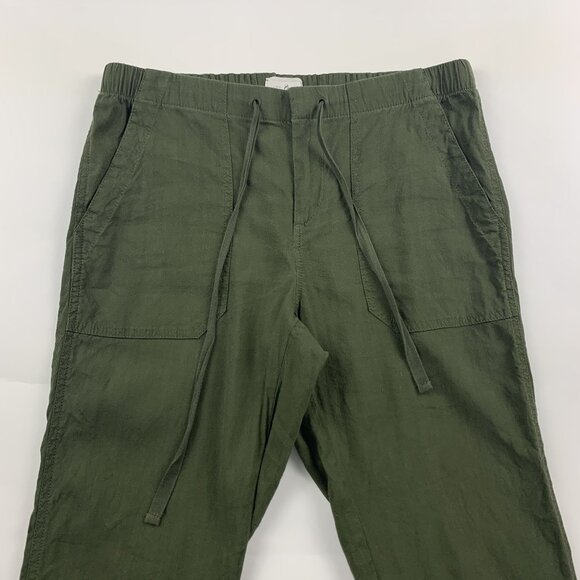 Lou & Grey Forest Green Garment Dye Softstretch Linen Ankle Pants S - Picture 2 of 8